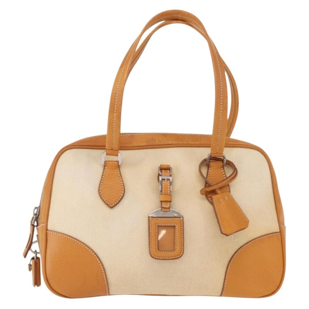 Prada Canvas Boston Bag Beige